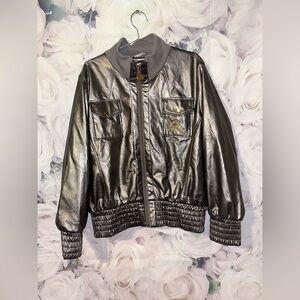 Vintage Rocawear Metallic Gold Jacket Faux Leather Y2K Bomber Women’s Size 1X​
